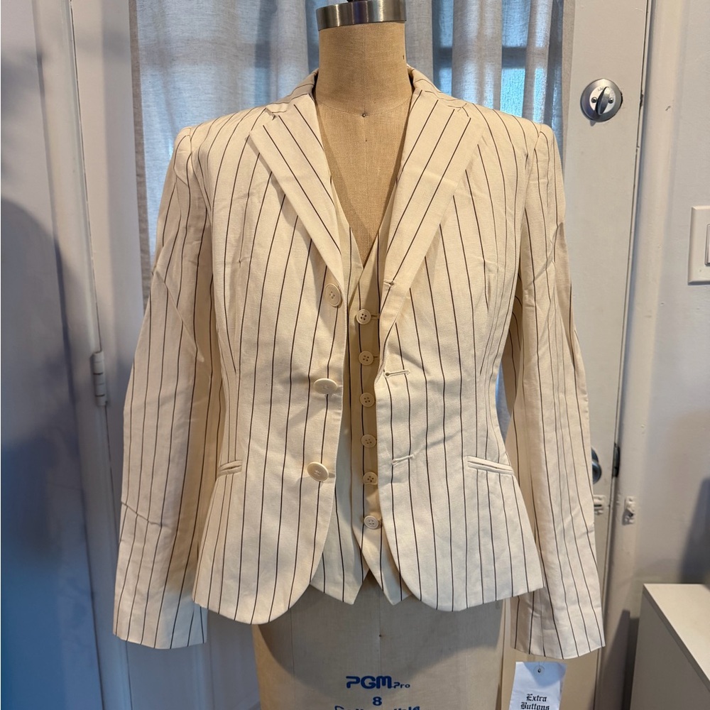 Ralph Lauren Cream Pinstripe Blazer and Vest